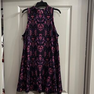 Free People Vibrant Pink and Purple Patterned Mini Dress